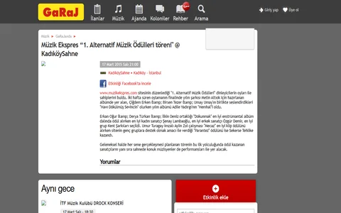 Garaj.org: 1. Alternatif Müzik Ödülleri töreni